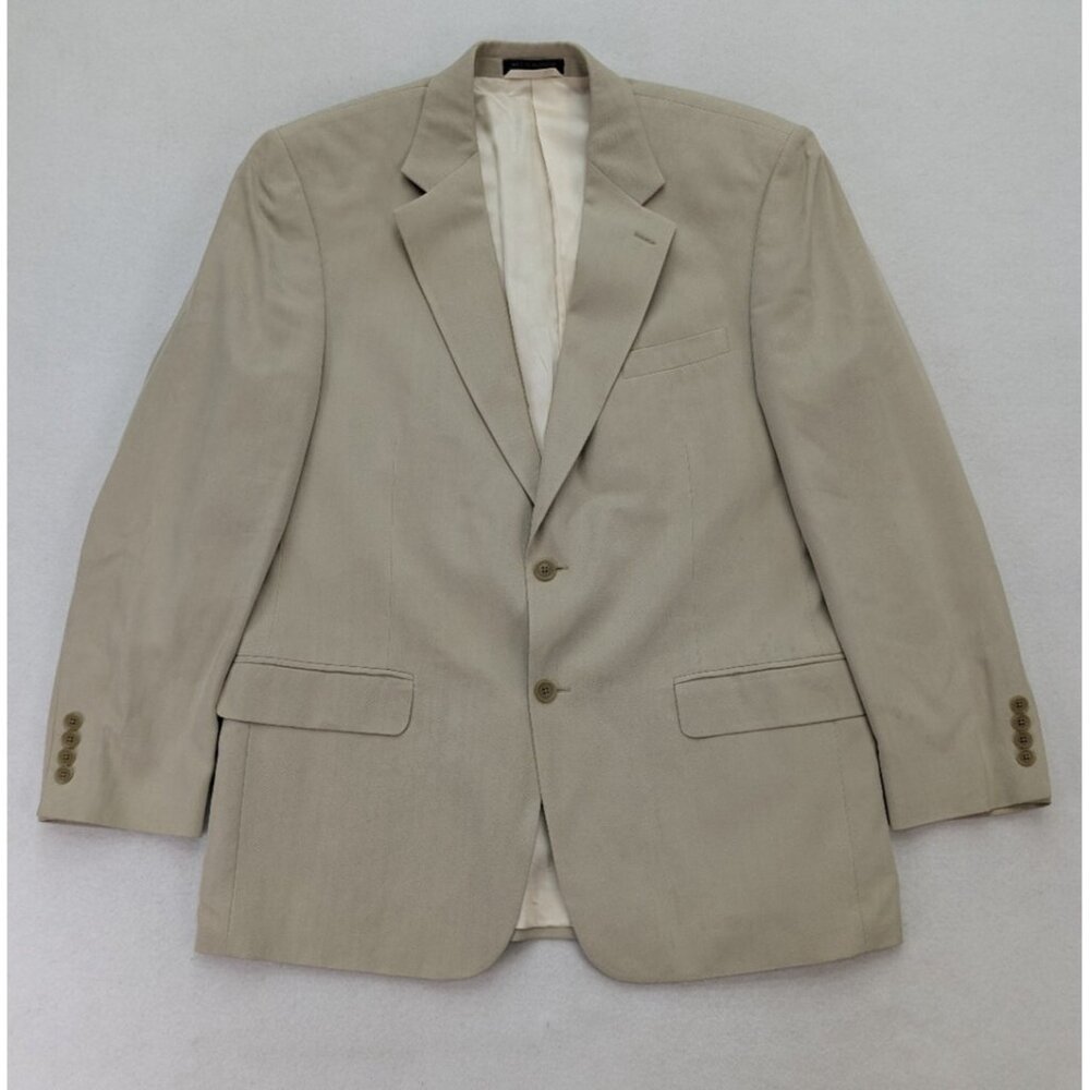 Stafford Executive Men's Blazer Jacket Sport Coat Size 42R Beige 100% Silk FLAWS